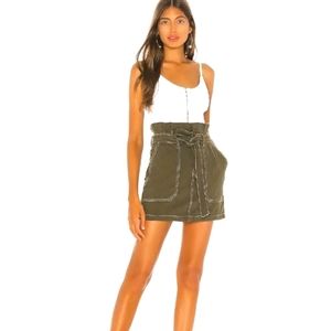 FREE PEOPLE Green In The Grass Paper Waist Skirt